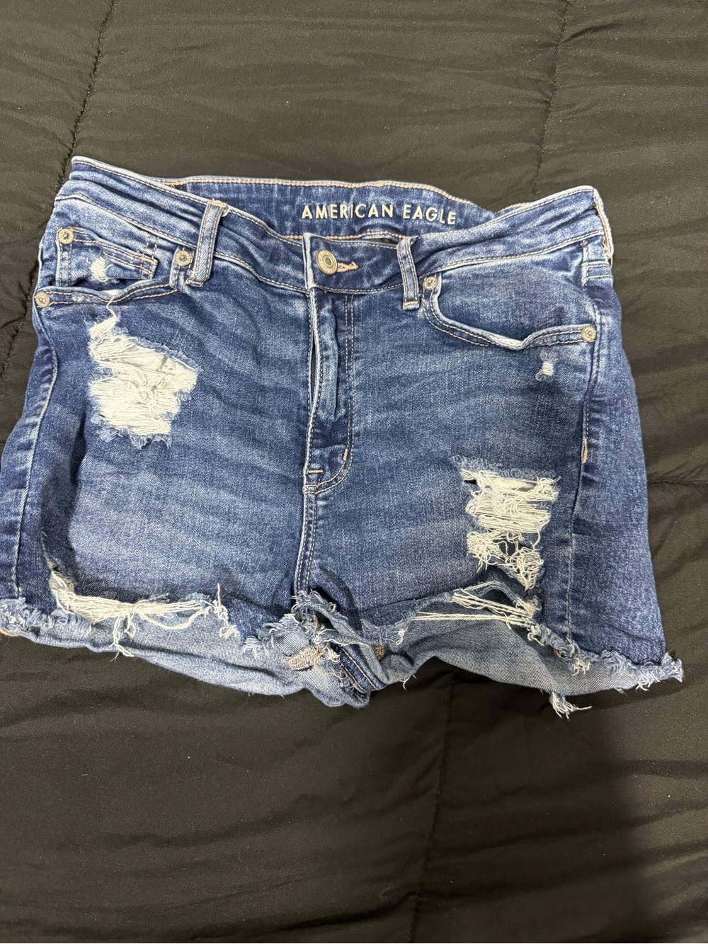 American Eagle Outfitters Distressed Dark Blue Denim Cutoff Shorts